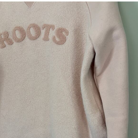 Roots Pink Logo Crewneck Pullover Sweatshirt Large - Picture 3 of 7